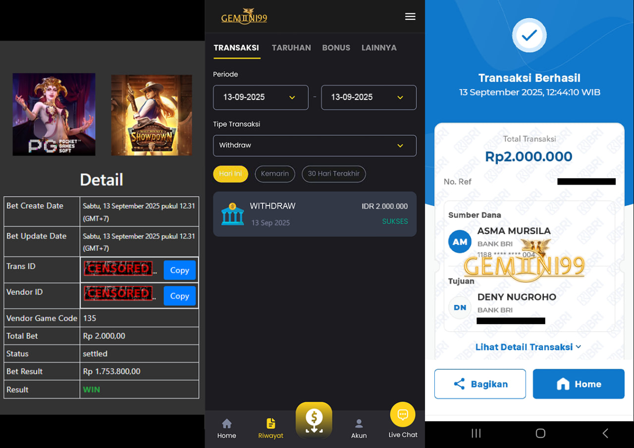 GEMINI99 BUKTI WITHDRAW (WILD BOUNTY SHOWDOWN) DIBAYAR LUNAS